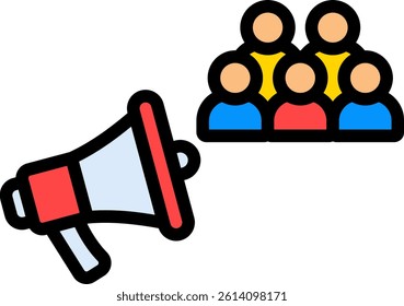 Social Marketing Icon Lineal Color Vector Illustration