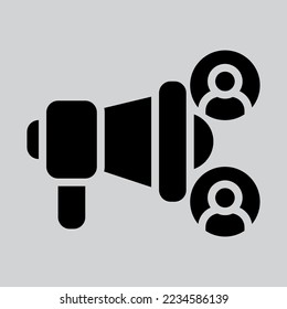Icono de marketing social en estilo sólido, uso para presentación de aplicaciones móviles en sitios web