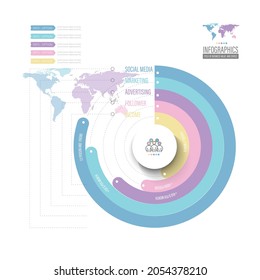 social y marketing Vector infográfico Conexión de línea delgada en la gráfica de gradiente de color origami plantilla de color de papel info-gráfico para la gráfica de presentación de diagrama y el concepto de negocio con opciones de elemento