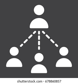 Social marketing network solid icon, business and communication, vector graphics, a glyph pattern on a black background, eps 10.