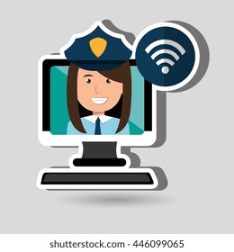 social marketing  user desktop computer isolated icon design, vector illustration  graphic 