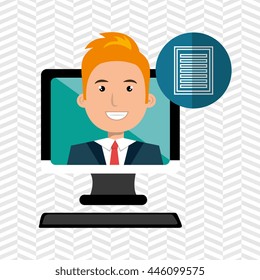 social marketing  user desktop computer isolated icon design, vector illustration  graphic 
