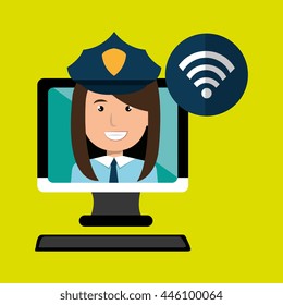 social marketing  user desktop computer isolated icon design, vector illustration  graphic 