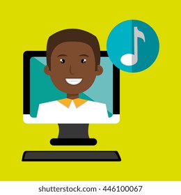 social marketing  user desktop computer isolated icon design, vector illustration  graphic 