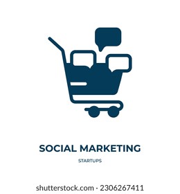 social marketing vector icon. social marketing, optimization, development filled icons from flat startups concept. Isolated black glyph icon, vector illustration symbol element for web design and 