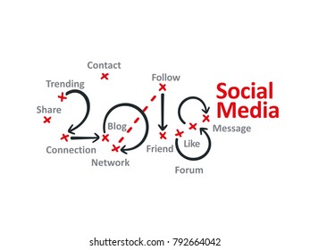 Social Media 2018 red marks white background vector