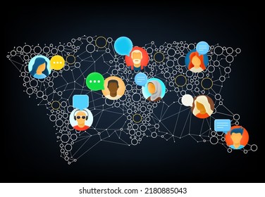 Social media abstract network scheme. 3D vector illustration
