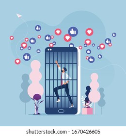 Social Media Addiction Concept-Mobile Phone Prisoner