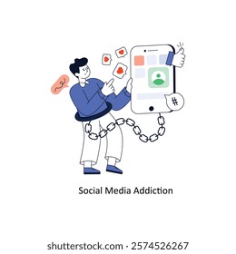 Social Media Addiction Flat Style Design Vector illustration. Stock illustration