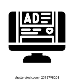 social media ads glyph icon vector. social media ads sign. isolated symbol illustration