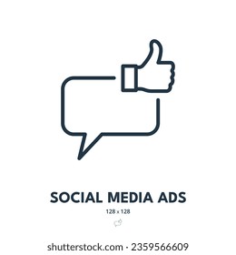 Social Media Ads Icon. Advertising, SMM, Marketing. Editable Stroke. Simple Vector Icon