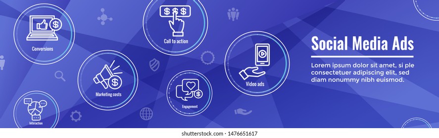 Social Media Ads Icon Set & Web Header Banner