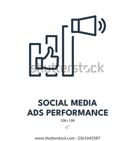 Social Media Ads Performance Icon. Advertisement, Campaign, Promotion. Editable Stroke. Simple Vector Icon