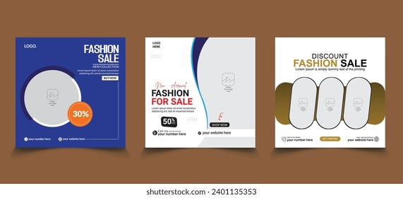 Social media ads post banner design template, fashion sale offer template