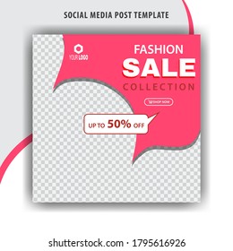 Social media ads square post template, fashion sale web social media banner template, editable square template, fashion sale banner template for social media post