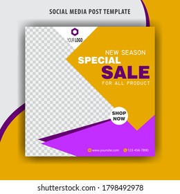 Social media ads square post template, fashion sale web social media banner template, editable square template, fashion sale banner template for social media post