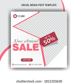 Social media ads square post template, fashion sale web social media banner template, editable square template