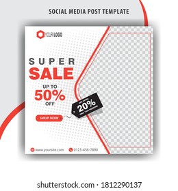 Social media ads square post template, fashion sale web social media banner template, editable square template