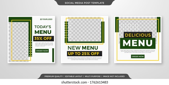 social media ads template with minimalist and simple style use for food court and restaurant promotion ads 