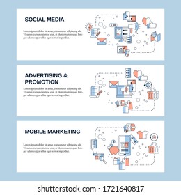 Social media, Adverting and Mobile marketing concepts for website, landing page, ui, web banners and promotional materials. Vector template.