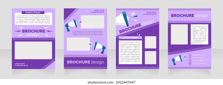 Social media advertisement purple blank brochure layout design. Vertical poster template set with empty copy space for text. Premade corporate reports collection. Editable flyer paper pages