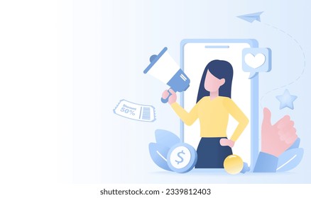 Social media advertising campaigns concept. Digital marketing, online content, advertising campaign, attract customer and increase satisfaction for competition or opportunity.