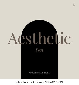 Social Media Aesthetic Post Template. Transparent Blank Background