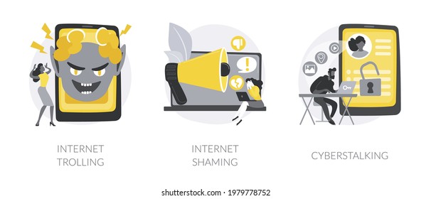 Social media aggressive behavior abstract concept vector illustrations.