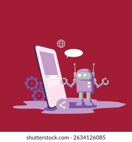 social media ai flat style illustration vector design