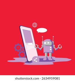 social media ai flat style illustration vector design
