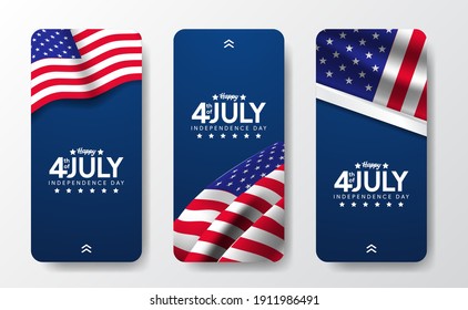 social media american flag illustration for america usa independence day 4th july with blue background