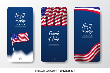 social media american flag illustration for america usa independence day 4th july with blue background