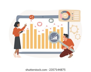 Social media analysis isolated concept vector illustration. Social media marketing, smm, account analysis service, digital agency corporate website, UI element, menu bar vector concept.