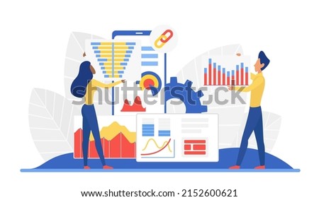 Social media analytics collecting data process. Tracking conversations and measuring marketing campaigns