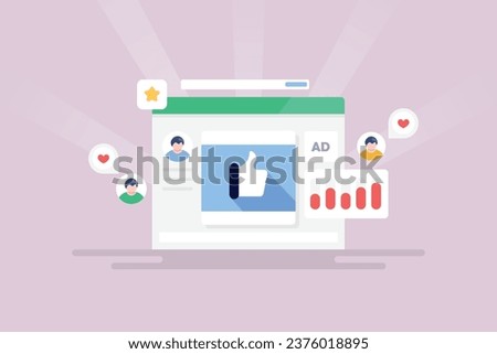 Social media analytics dashboard, Social media interaction, audience engagement analysis, Sending traffic from social media campaign - vector illustration background with icons