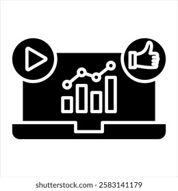 Social Media Analytics Glyph Icon Vector Illustration