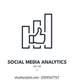 Social Media Analytics Icon. SMM, Analysis, Chart. Editable Stroke. Simple Vector Icon