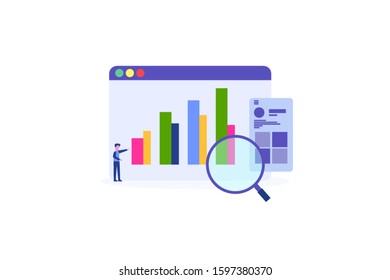 social media analytics illustration concept for web landing page template, banner, flyer and presentation