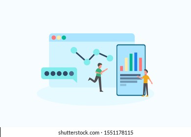 Social Media analytics vector illustration concept for web landing page template, banner, flyer and presentation