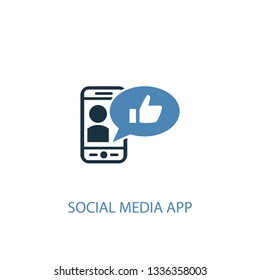 social media app concept 2 colored icon. Simple blue element illustration. social media app concept symbol design. Can be used for web and mobile UI/UX