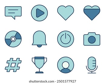 social media and apps user interface icon symbol vector template collection