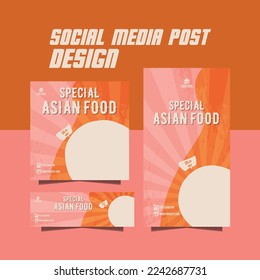 social media asian food menu promotion flyer template design