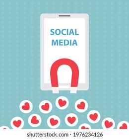 social media attracting like a magnet concept- vector illustration