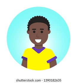 Social media avatar african race man icon flat style design in the circle isolated on white background.