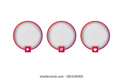 Social media avatar icon set. Live streaming, like, follower, blogger. Vector on isolated white background. EPS 10