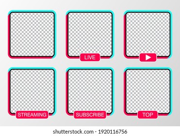 Social media avatar set. User icon, stories, LIVE video, streaming. Colorful gradient. Logo, symbol, sign. Vector illustration.