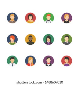 Social media avatar vector graphics flat round icons - Set 1
