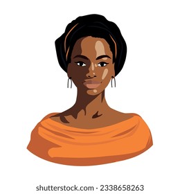 Social media avatar vector icon of native afro american woman. African culture. Portrait of a young woman of national image. Flat graphic vector illustration