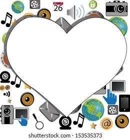 social media background with a big heart in the middle