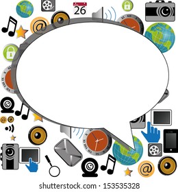 social media background with a big text box in the middle